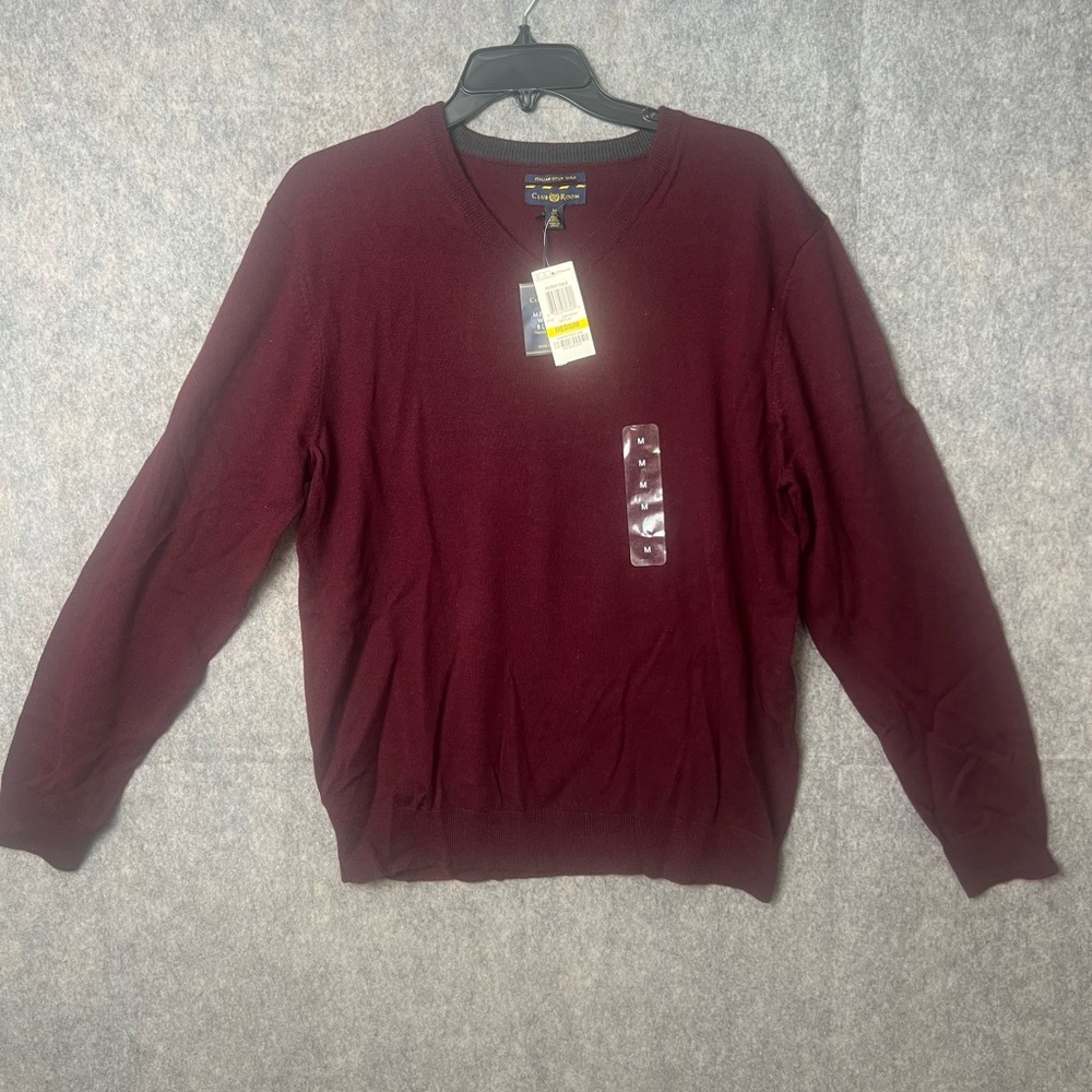 Club Room‎ Men's Medium Italian Spun Yarn V-Neck New  Sweater